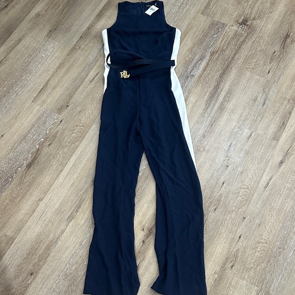 Ralph Lauren Pants - Women's Blue and White Jumpsuit French navy with belt